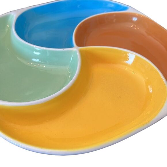 Serving Plate Divided Dish Scala Italian Colorful Party Table Decor Ceramic VTG - Picture 2 of 8